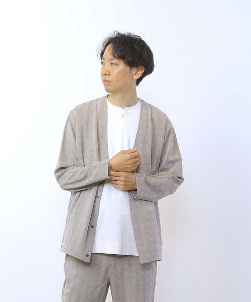 MEN'S MELROSE（メンズメルローズ）の「ドライクールグレンチェックリラクシングカーディガン（カーディガン/ボレロ・メンズ・ライトブラウン/ネイビー・2/4/3）」の15枚目の写真