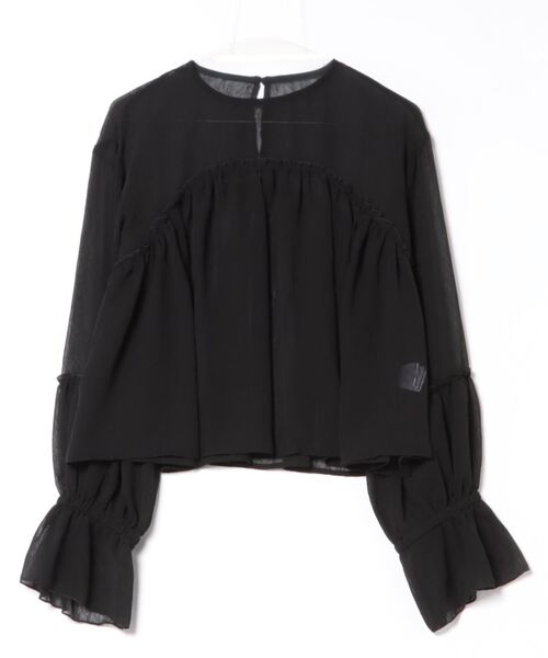 STYLEBLOCK（スタイルブロック）の「シアー楊柳ボリュームギャザーブラウス（シャツ/ブラウス・レディース・ブラック/ホワイト/ライトベージュ/ライトブルー・M）」の2枚目の写真