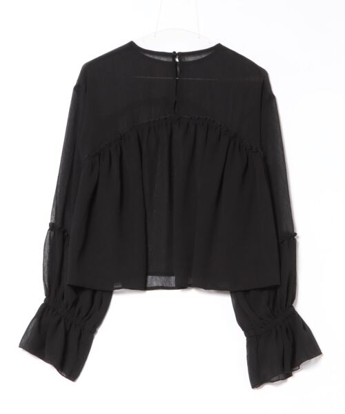 STYLEBLOCK（スタイルブロック）の「シアー楊柳ボリュームギャザーブラウス（シャツ/ブラウス・レディース・ブラック/ホワイト/ライトベージュ/ライトブルー・M）」の5枚目の写真