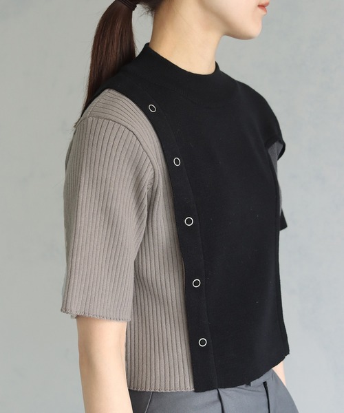 &g'aime（アンジェム）の「【&g’aime】アイレットボタンブロッキングニットトップス（ニット/セーター・レディース・パープル/ブラック/チャコールグレー・FREE）」の10枚目の写真