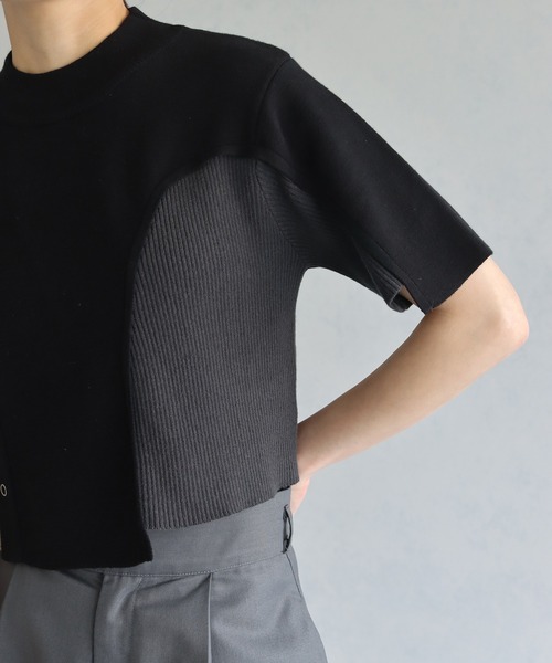 &g'aime（アンジェム）の「【&g’aime】アイレットボタンブロッキングニットトップス（ニット/セーター・レディース・パープル/ブラック/チャコールグレー・FREE）」の9枚目の写真