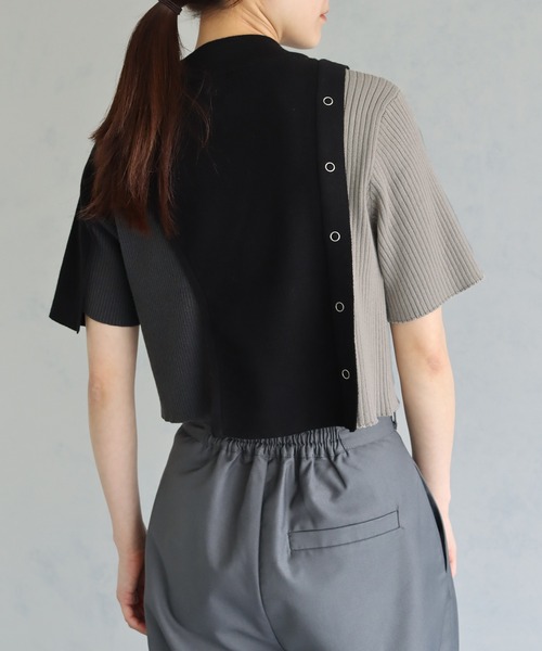 &g'aime（アンジェム）の「【&g’aime】アイレットボタンブロッキングニットトップス（ニット/セーター・レディース・パープル/ブラック/チャコールグレー・FREE）」の11枚目の写真