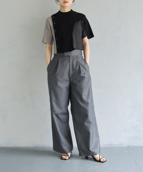 &g'aime（アンジェム）の「【&g’aime】アイレットボタンブロッキングニットトップス（ニット/セーター・レディース・パープル/ブラック/チャコールグレー・FREE）」の13枚目の写真