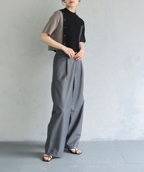 &g'aime（アンジェム）の「【&g’aime】アイレットボタンブロッキングニットトップス（ニット/セーター・レディース・パープル/ブラック/チャコールグレー・FREE）」の14枚目の写真