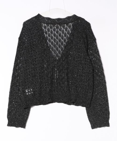 cepo(セポ)の「スカシアミラメニットリボンカーデ(カーディガン/ボレロ・レディース・オレンジ/ブラック/オフホワイト・M)」の4枚目の写真