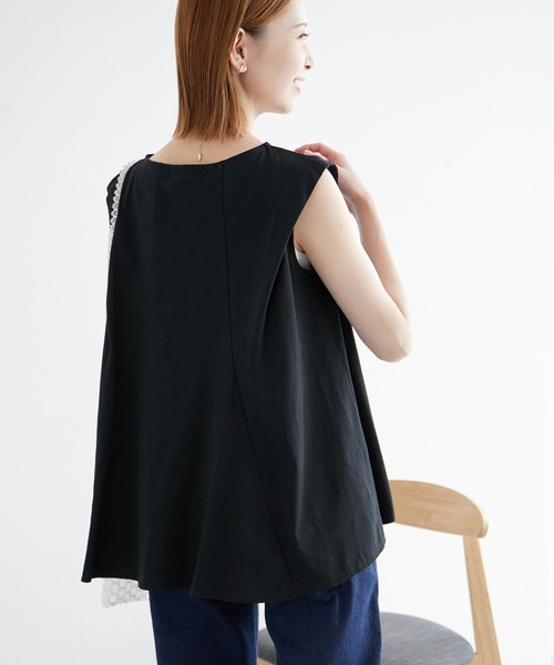 ROPE' PICNIC（ロペピクニック）の「タックスリーブフレアカットトップス（Tシャツ/カットソー・レディース・ブラック系その他/ブラック/ホワイト/ベージュ・38）」の3枚目の写真