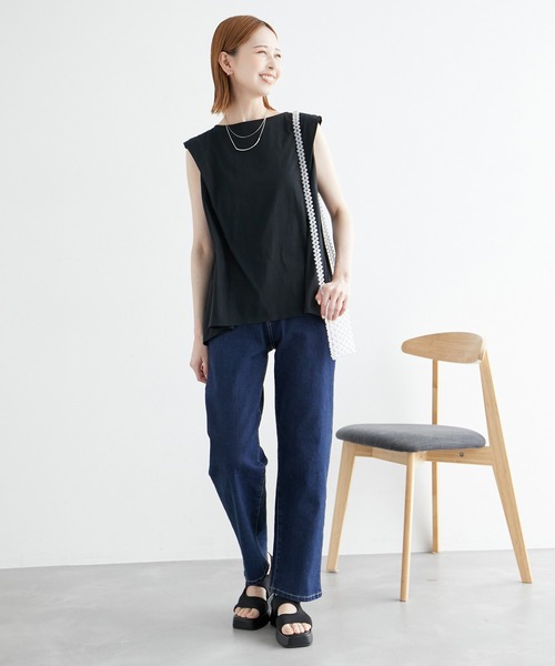 ROPE' PICNIC（ロペピクニック）の「タックスリーブフレアカットトップス（Tシャツ/カットソー・レディース・ブラック系その他/ブラック/ホワイト/ベージュ・38）」の5枚目の写真