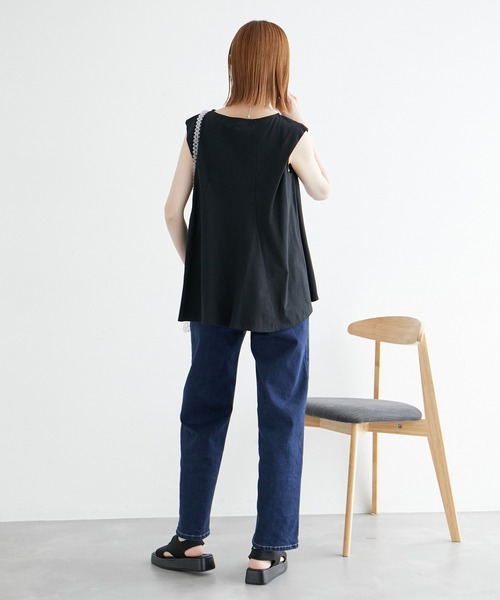 ROPE' PICNIC（ロペピクニック）の「タックスリーブフレアカットトップス（Tシャツ/カットソー・レディース・ブラック系その他/ブラック/ホワイト/ベージュ・38）」の6枚目の写真