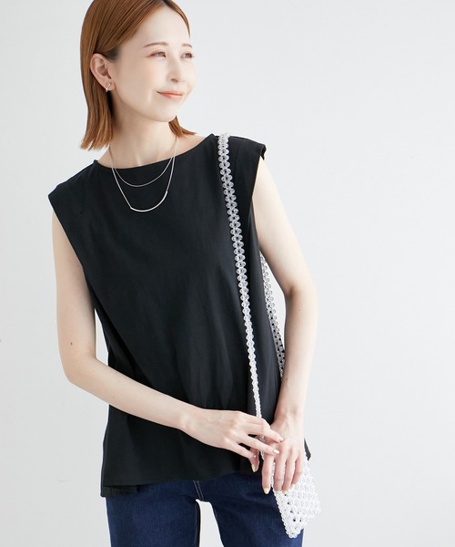 ROPE' PICNIC（ロペピクニック）の「タックスリーブフレアカットトップス（Tシャツ/カットソー・レディース・ブラック系その他/ブラック/ホワイト/ベージュ・38）」の7枚目の写真