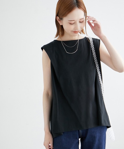 ROPE' PICNIC（ロペピクニック）の「タックスリーブフレアカットトップス（Tシャツ/カットソー・レディース・ブラック系その他/ブラック/ホワイト/ベージュ・38）」の8枚目の写真