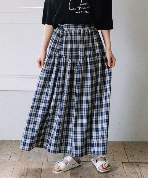 POU DOU DOU(プードゥドゥ)の「ジグザグヨークギャザースカート(スカート・レディース・グレー/グリーン/ネイビー・3)」の3枚目の写真