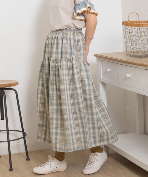 POU DOU DOU(プードゥドゥ)の「ジグザグヨークギャザースカート(スカート・レディース・グレー/グリーン/ネイビー・3)」の5枚目の写真