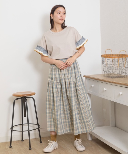 POU DOU DOU(プードゥドゥ)の「ジグザグヨークギャザースカート(スカート・レディース・グレー/グリーン/ネイビー・3)」の7枚目の写真