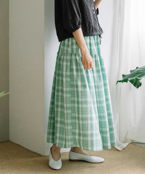 POU DOU DOU(プードゥドゥ)の「ジグザグヨークギャザースカート(スカート・レディース・グレー/グリーン/ネイビー・3)」の11枚目の写真