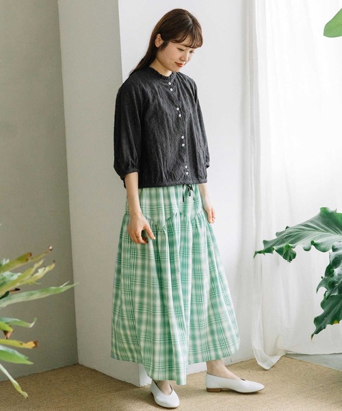 POU DOU DOU(プードゥドゥ)の「ジグザグヨークギャザースカート(スカート・レディース・グレー/グリーン/ネイビー・3)」の12枚目の写真