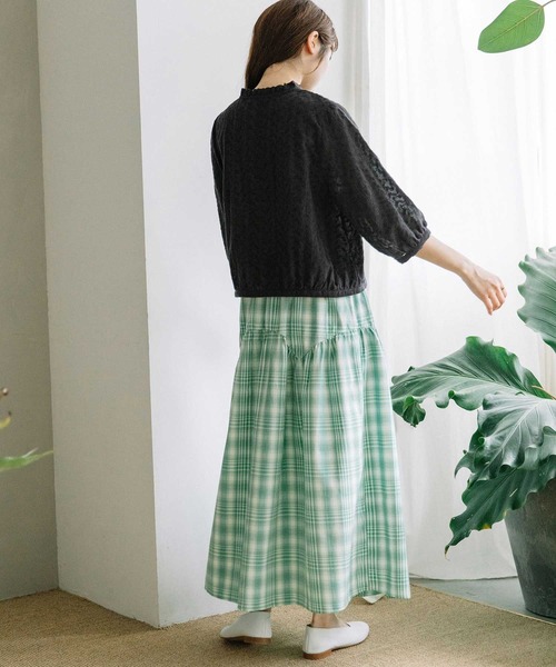 POU DOU DOU(プードゥドゥ)の「ジグザグヨークギャザースカート(スカート・レディース・グレー/グリーン/ネイビー・3)」の13枚目の写真