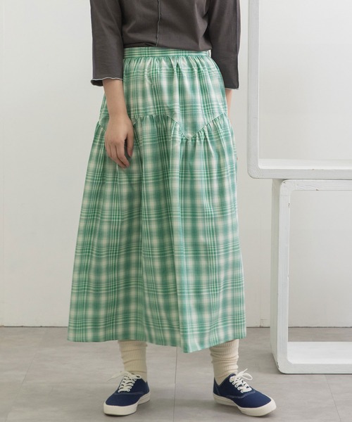 POU DOU DOU(プードゥドゥ)の「ジグザグヨークギャザースカート(スカート・レディース・グレー/グリーン/ネイビー・3)」の14枚目の写真