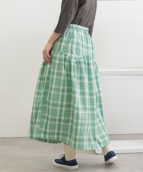 POU DOU DOU(プードゥドゥ)の「ジグザグヨークギャザースカート(スカート・レディース・グレー/グリーン/ネイビー・3)」の15枚目の写真