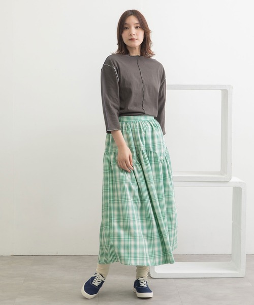 POU DOU DOU(プードゥドゥ)の「ジグザグヨークギャザースカート(スカート・レディース・グレー/グリーン/ネイビー・3)」の16枚目の写真
