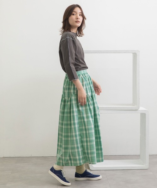 POU DOU DOU(プードゥドゥ)の「ジグザグヨークギャザースカート(スカート・レディース・グレー/グリーン/ネイビー・3)」の17枚目の写真