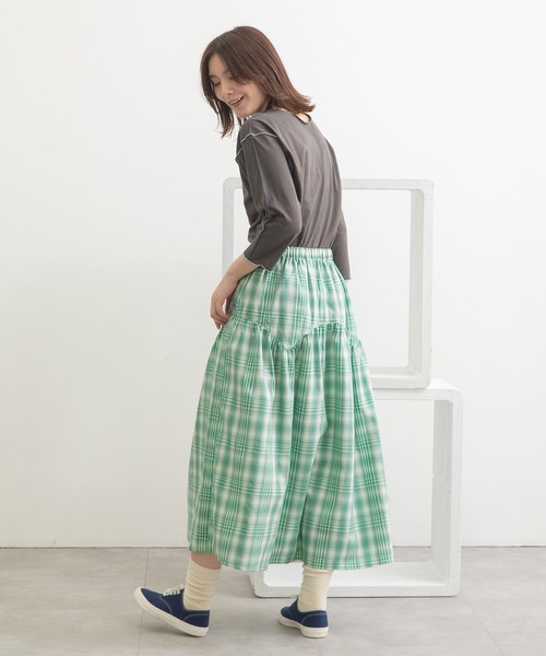 POU DOU DOU(プードゥドゥ)の「ジグザグヨークギャザースカート(スカート・レディース・グレー/グリーン/ネイビー・3)」の18枚目の写真