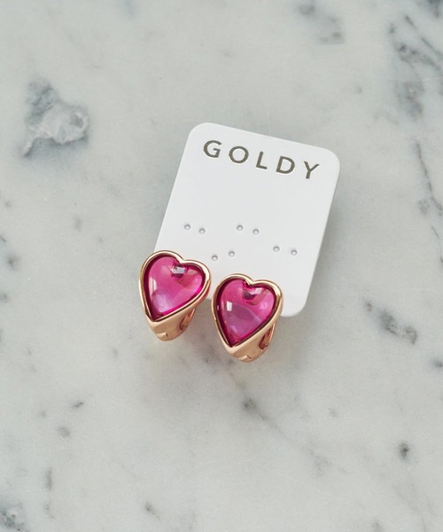 GOLDY(ゴールディ)の「【GOLDY】クリア カラー ハート ワンタッチ ピアス 1240106※(ピアス(両耳用)・レディース・ブルー/シルバー/グリーン/ピンク/ゴールド・FREE)」の6枚目の写真