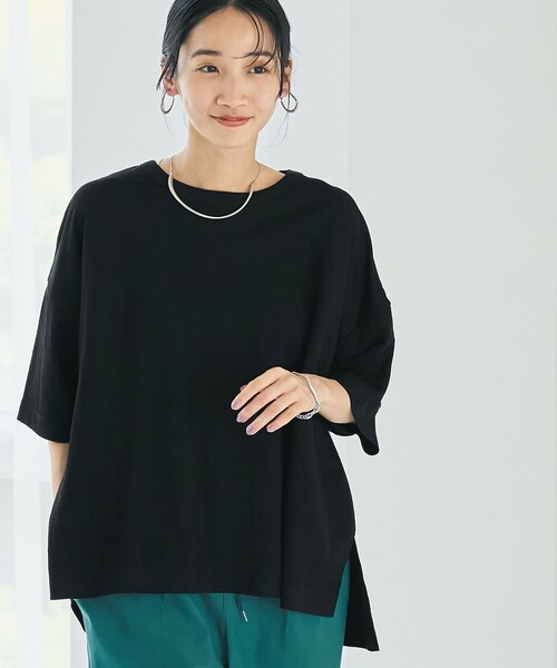 coen（コーエン）の「ヴィンテージカノコスクエアTシャツ（Tシャツ/カットソー・レディース・オフホワイト/ブラック/コバルトブルー・M/L）」の2枚目の写真
