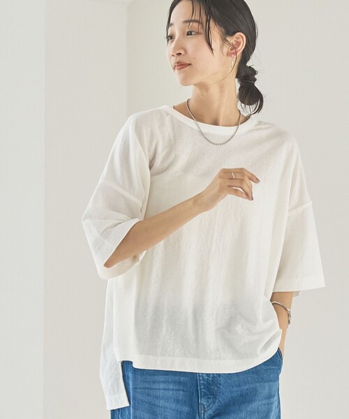 coen（コーエン）の「ヴィンテージカノコスクエアTシャツ（Tシャツ/カットソー・レディース・オフホワイト/ブラック/コバルトブルー・M/L）」の7枚目の写真