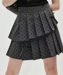 ドットリボン　アシンメトリープリーツミニスカート　FX24B072【Fano Studios】