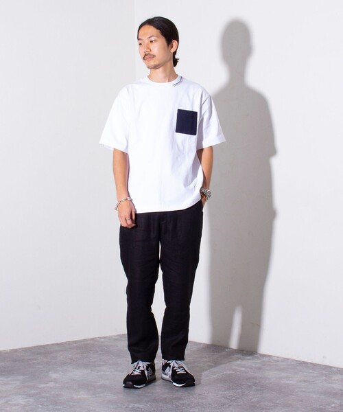 GLOSTER(グロスター)の「【GLOSTER/グロスター】ニットポケット ハンドステッチ ポケットTシャツ 配色ステッチ ポケT(Tシャツ/カットソー・メンズ・ホワイト/ミント/ネイビー・S/M/L)」の12枚目の写真