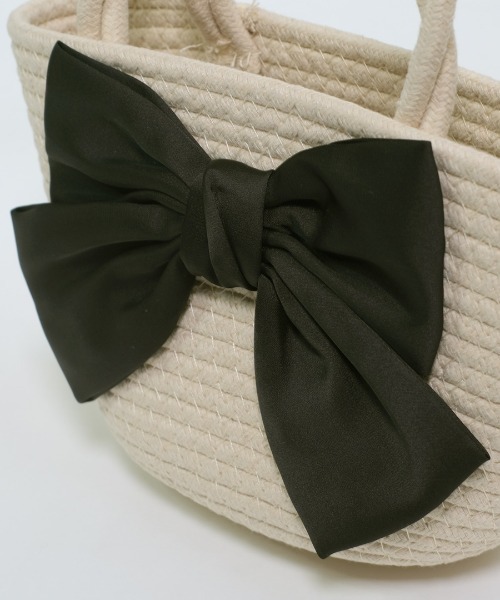 shopnikoniko（ショップニコニコ）の「ビックリボン かごバッグ ミニ トートバッグ バレエコア ねじれハンドル（ハンドバッグ・レディース・ベージュ/ホワイト・フリー）」の21枚目の写真