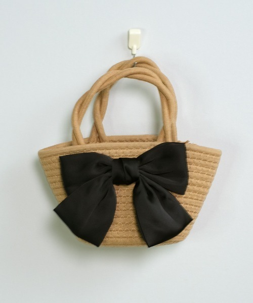 ビックリボン かごバッグ ミニ トートバッグ バレエコア ねじれ