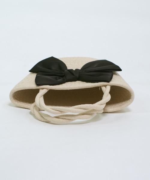 shopnikoniko（ショップニコニコ）の「ビックリボン かごバッグ ミニ トートバッグ バレエコア ねじれハンドル（ハンドバッグ・レディース・ベージュ/ホワイト・フリー）」の18枚目の写真