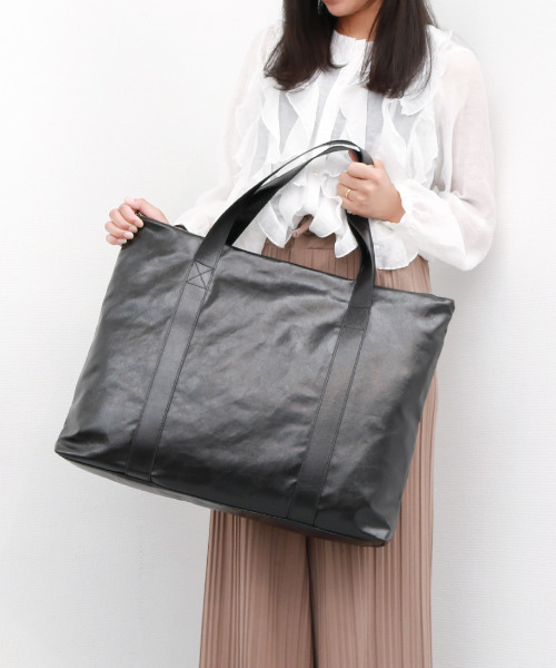 cache cache(カシュ カシュ)の「カシュカシュ cachecache / 綿コーティングビッグバッグ(トートバッグ・レディース・ブラック/シルバー・FREE)」の2枚目の写真