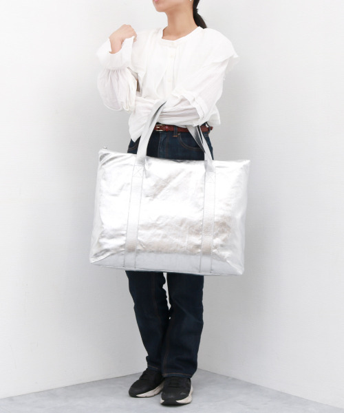 cache cache(カシュ カシュ)の「カシュカシュ cachecache / 綿コーティングビッグバッグ(トートバッグ・レディース・ブラック/シルバー・FREE)」の13枚目の写真