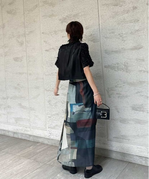 Ameri（アメリ）の「ART COLLAGE PRINT SHEER SKIRT（スカート）」 - WEAR