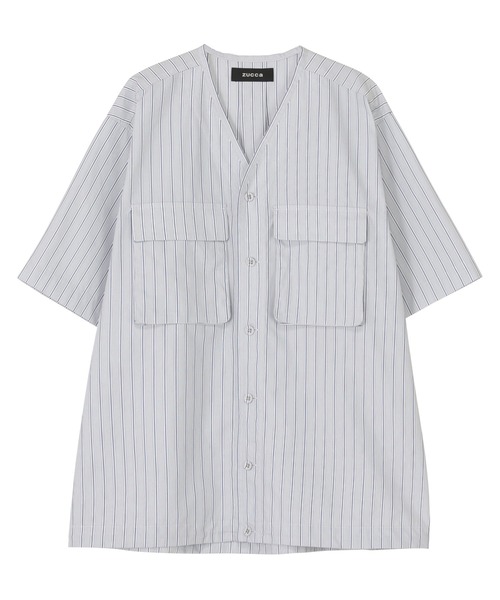 ZUCCa(ズッカ)の「T/Cストライプ / S(カーディガン/ボレロ・レディース・ライトブルー/ライトグレー/ネイビー・XS size/M size)」の2枚目の写真