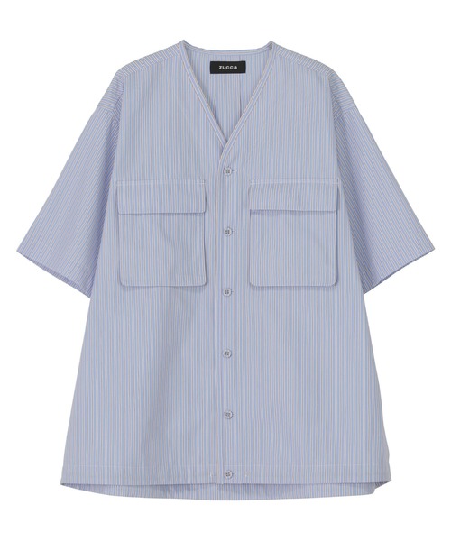 ZUCCa(ズッカ)の「T/Cストライプ / S(カーディガン/ボレロ・レディース・ライトブルー/ライトグレー/ネイビー・XS size/M size)」の1枚目の写真