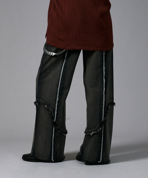 epnok(エプノック)の「ウェーブフリンジワイドストレートデニム(デニムパンツ・メンズ・インディゴブルー/ブラック・LARGE/MEDIUM/SMALL)」の13枚目の写真