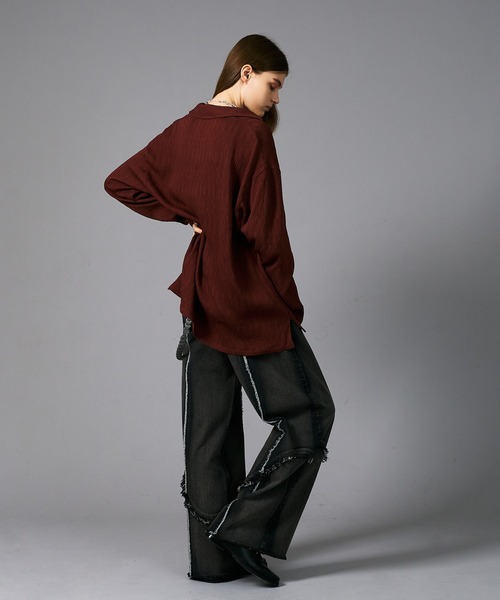 epnok(エプノック)の「ウェーブフリンジワイドストレートデニム(デニムパンツ・メンズ・インディゴブルー/ブラック・LARGE/MEDIUM/SMALL)」の8枚目の写真