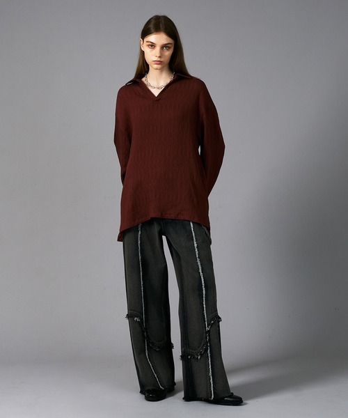 epnok(エプノック)の「ウェーブフリンジワイドストレートデニム(デニムパンツ・メンズ・インディゴブルー/ブラック・LARGE/MEDIUM/SMALL)」の5枚目の写真