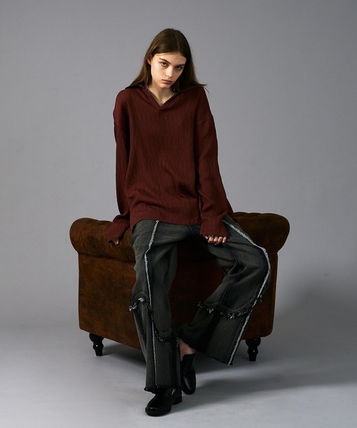 epnok(エプノック)の「ウェーブフリンジワイドストレートデニム(デニムパンツ・メンズ・インディゴブルー/ブラック・LARGE/MEDIUM/SMALL)」の16枚目の写真