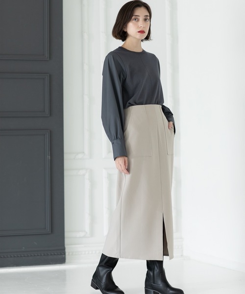 OPAQUE.CLIP（オペークドットクリップ）の「◆異素材切り替えニット【洗濯機洗い可】（ニット/セーター・レディース・チャコールグレー/モスグリーン/ブラック/ライトベージュ・38/36/42/40）」の11枚目の写真