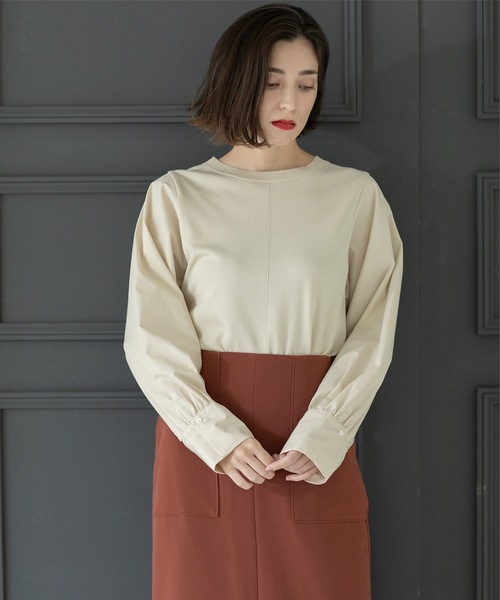 OPAQUE.CLIP（オペークドットクリップ）の「◆異素材切り替えニット【洗濯機洗い可】（ニット/セーター・レディース・チャコールグレー/モスグリーン/ブラック/ライトベージュ・38/36/42/40）」の15枚目の写真