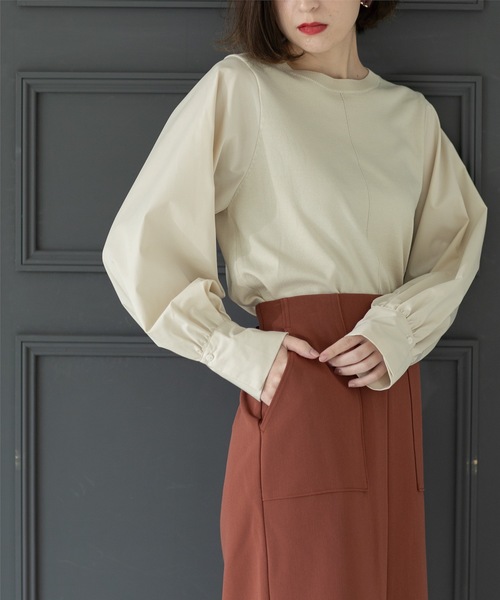 OPAQUE.CLIP（オペークドットクリップ）の「◆異素材切り替えニット【洗濯機洗い可】（ニット/セーター・レディース・チャコールグレー/モスグリーン/ブラック/ライトベージュ・38/36/42/40）」の16枚目の写真