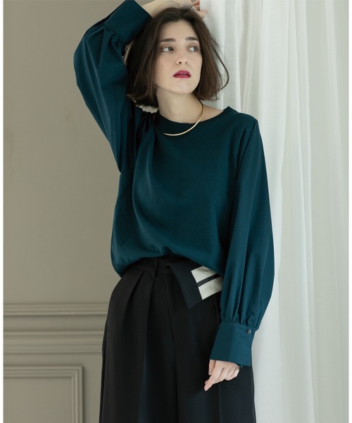 OPAQUE.CLIP（オペークドットクリップ）の「◆異素材切り替えニット【洗濯機洗い可】（ニット/セーター・レディース・チャコールグレー/モスグリーン/ブラック/ライトベージュ・38/36/42/40）」の17枚目の写真