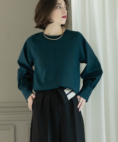 OPAQUE.CLIP（オペークドットクリップ）の「◆異素材切り替えニット【洗濯機洗い可】（ニット/セーター・レディース・チャコールグレー/モスグリーン/ブラック/ライトベージュ・38/36/42/40）」の18枚目の写真