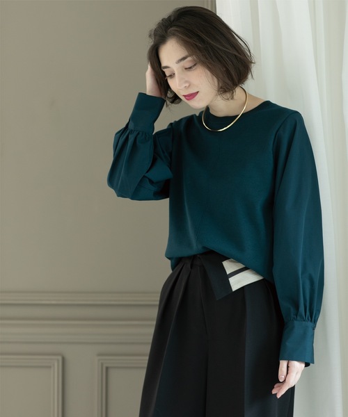 OPAQUE.CLIP（オペークドットクリップ）の「◆異素材切り替えニット【洗濯機洗い可】（ニット/セーター・レディース・チャコールグレー/モスグリーン/ブラック/ライトベージュ・38/36/42/40）」の19枚目の写真