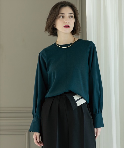 OPAQUE.CLIP（オペークドットクリップ）の「◆異素材切り替えニット【洗濯機洗い可】（ニット/セーター・レディース・チャコールグレー/モスグリーン/ブラック/ライトベージュ・38/36/42/40）」の20枚目の写真