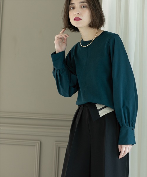 OPAQUE.CLIP（オペークドットクリップ）の「◆異素材切り替えニット【洗濯機洗い可】（ニット/セーター・レディース・チャコールグレー/モスグリーン/ブラック/ライトベージュ・38/36/42/40）」の21枚目の写真